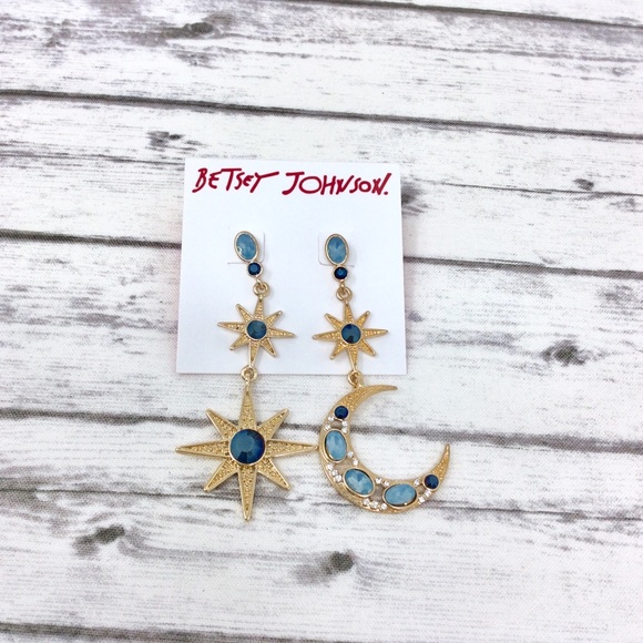 Betsey Johnson Jewelry - Betsey Johnson Mystic Blue & Gold 🌙 ⭐️ Earrings